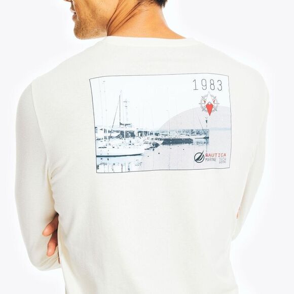 Nautica Men's Sustainably Crafted Graphic Long-Sleeve T-Shirt Sail Cream, XXL - Picture 1 of 3